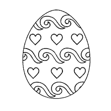 página para colorear: Pintura Huevo de Pascua con Corazones y Olas