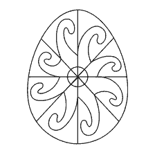 página para colorear: Huevo de Pascua con patrones decorativos para la pintura