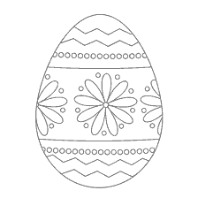 página para colorear: Huevo de Pascua blanco y negro para colorear con flores y patrones