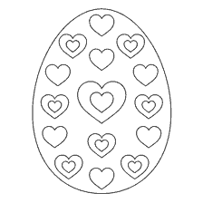 página para colorear: Pintura Huevo de Pascua con corazones