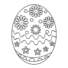 página para colorear: Pintura huevo de Pascua con flores y estrellas