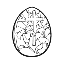 página para colorear: Pintura Huevo de Pascua con Cruz y Flores
