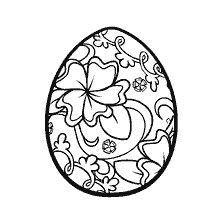 página para colorear: Pintura de un huevo de Pascua con flores y rizos