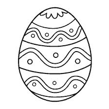 página para colorear: Imagen contorno de huevo de Pascua para colorear con patrón ondulado y elementos redondos
