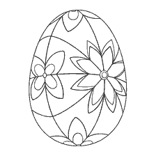 página para colorear: Huevo de Pascua blanco y negro para colorear con patrones florales