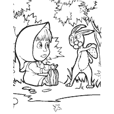 Masha en de konijn die de wortel nam, kleurboek voor kinderen