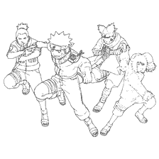 Naruto characters in battle: Naruto, Sasuke, Kakashi and Sakura