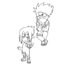 Image of Sasuke and Kakashi from Naruto for coloring