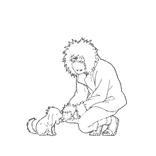 Kiba Inudzuka from Naruto plays with dog