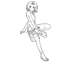 Sakura Haruno with a sword in Naruto coloring