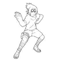 Sasuke Uchiha prepares for fight in ninja position