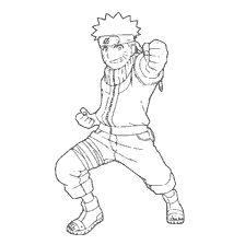 Naruto in battle posture for coloring
