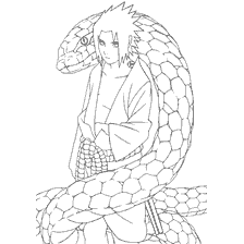 Coloring Sasuke Utiha from Naruto with a snake