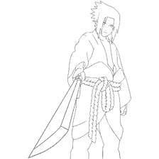 Coloring Sasuke Utiha from Naruto with a sword