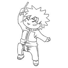 Coloring by Naruto Chibi, a smiling character with chopsticks