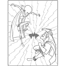 Megabrain fights Machoman on coloring book