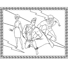 Coloring with the characters of Megabrain: Roxanne, Metroman and Titan