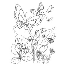 Färbung mit Schmetterlingen und Lilien