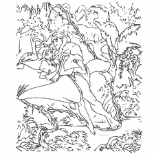 coloring page: Tarzan and Jane in the Jungle