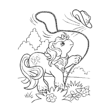 Coloring pony with hat and lasso