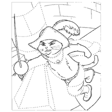 Tekening van een kat in zwaardlaarzen