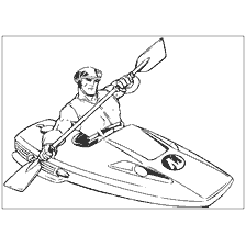 Coloring AxenMan holding a paddle in a boat