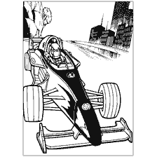AxenMan in a racing car