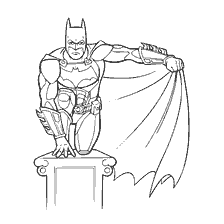kleurplaat: Batman in een heldhaftige houding kleuren