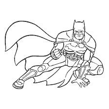 kleurplaat: Kleurstelling van Batman zittend in een gevechtshouding