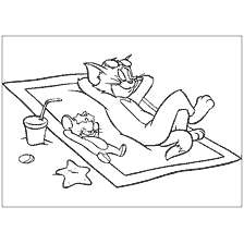 Tom and Jerry on the beach playing and relaxing