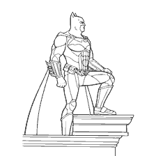 kleurplaat: Tekening van Batman op de top van het gebouw