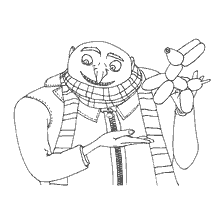 Disegno di Gru holding canisters e sorridente