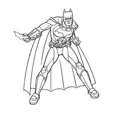 kleurplaat: Batman in strijd houding met zwaard in de hand