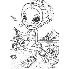 Glamorous Mädchen Lisa Frank in einem Badeanzug am Strand