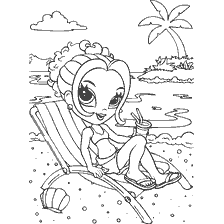 Zeichnen eines glamourösen Mädchen am Strand mit einem Cocktail