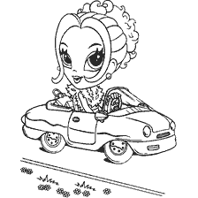 Lisa Frank: Ein glamouröses Mädchen, das ein stilvolles Auto fährt
