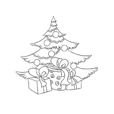 Un bel arbre de Noël avec des cadeaux