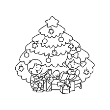 Färbung: Geschenke am Weihnachtsbaum