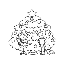 Kinder am Weihnachtsbaum