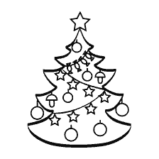 Colorir árvore de Natal com brinquedos e estrelas