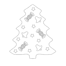 Colorir com a imagem de uma árvore de Natal elegante com decorações de Natal