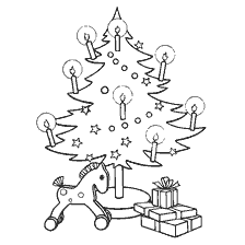 Malen Weihnachtsbaum und Spielzeug für Kinder