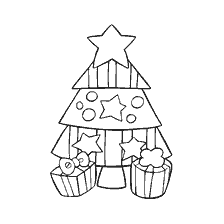 Malen Weihnachtsbaum mit Geschenken