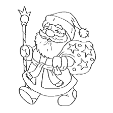 Coloration Père Noël Claus avec un sac de cadeaux
