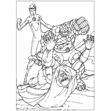 coloring page: Coloring Fantastic Four with Thing and Other Heroes