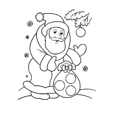 Coloration Père Noël Claus avec un sac de cadeaux