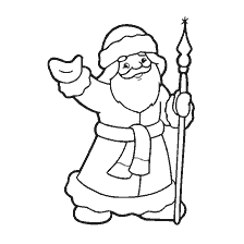 Coloration Père Noël Claus avec un bâton