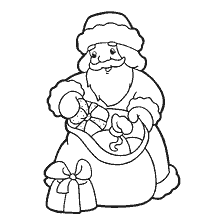 Dessin du Père Noël avec un sac de cadeaux