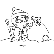Coloration Père Noël Claus avec un sac de cadeaux