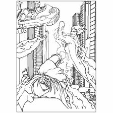 coloring page: Coloring with the Human Torch and other superheroes